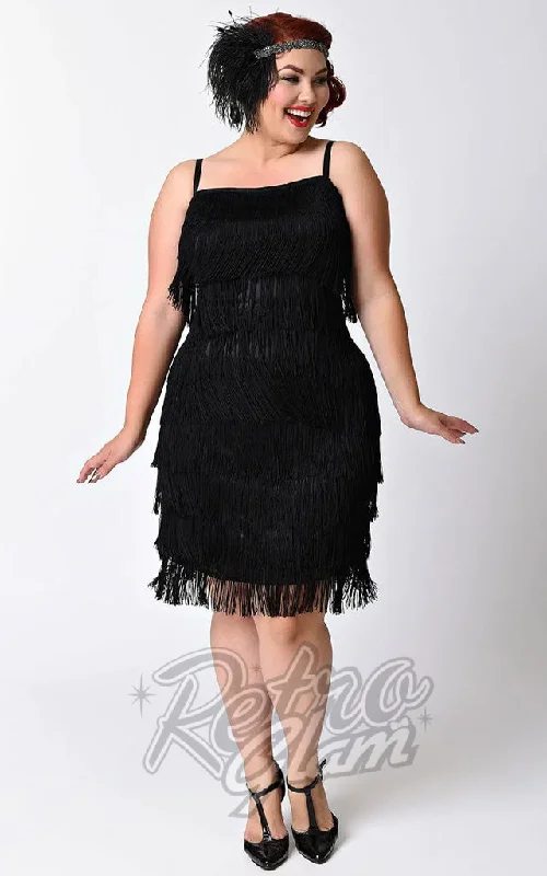 Unique Vintage Speakeasy Flapper Dress in Black