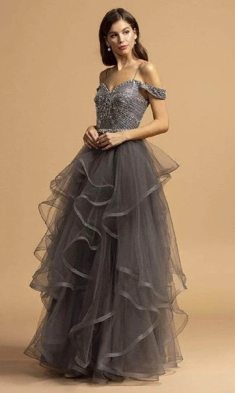 Trevi Collection - L2161 Off Shoulder A-Line Evening Dress