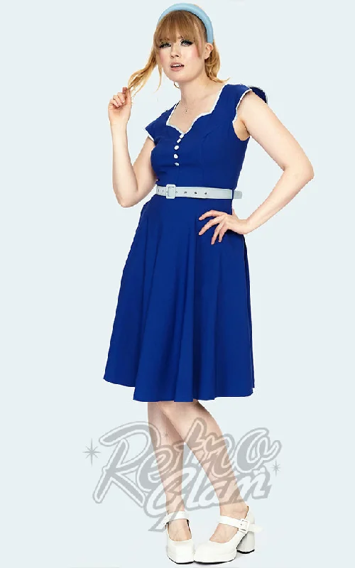 Voodoo Vixen Chacha Flare Dress in Blue