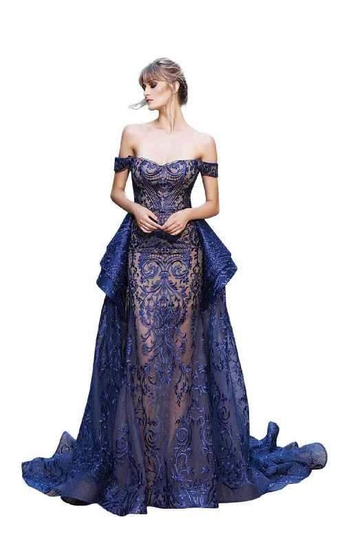 MNM Couture N0134 - Embroidered Overskirt Evening Dress
