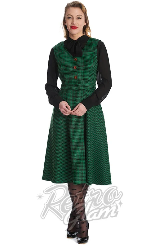 Banned Green Houndstooth Happy Dress - L & XL left