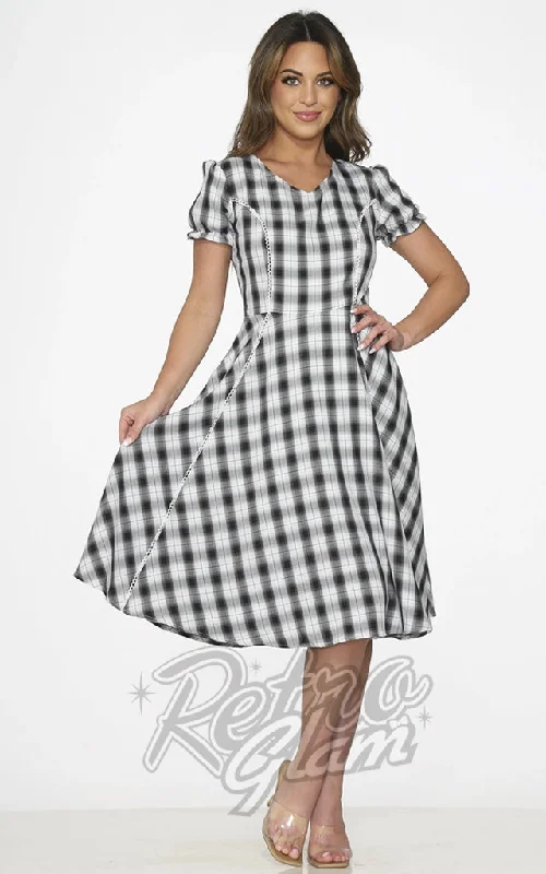 Orchid Bloom Black & White Plaid Roundup Dress - Pre-Order