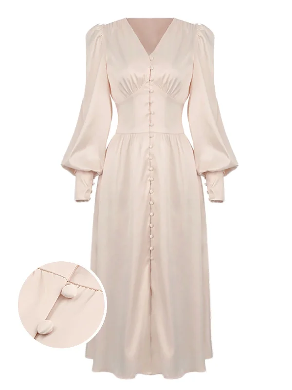 1940s Solid Silk Buttoned Tea Dress Tunics Prom sequined