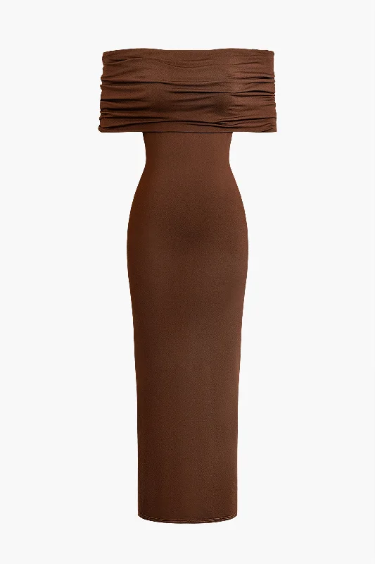 Twisted Backless Off Shoulder Maxi Dress Tunics Fall fleece