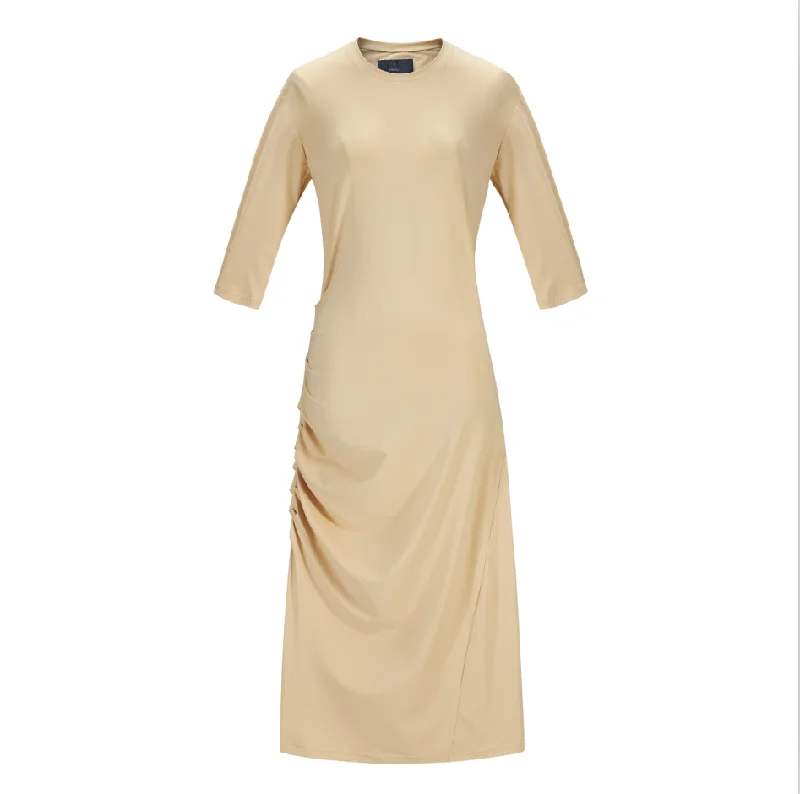 Swimsuit - Light beige dress D2051S with drape Soft Beachwear Set