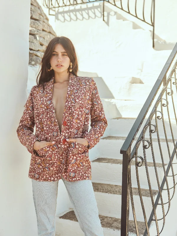Lauren Embroidered Blazer - Plum/Blush Butterfly Floral embroidery Women's Radiation Jacket