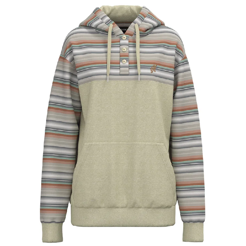 "Jimmy" Tan/Serape Hoody Hoodie with Hem Raw Edge Edgy Unfinished