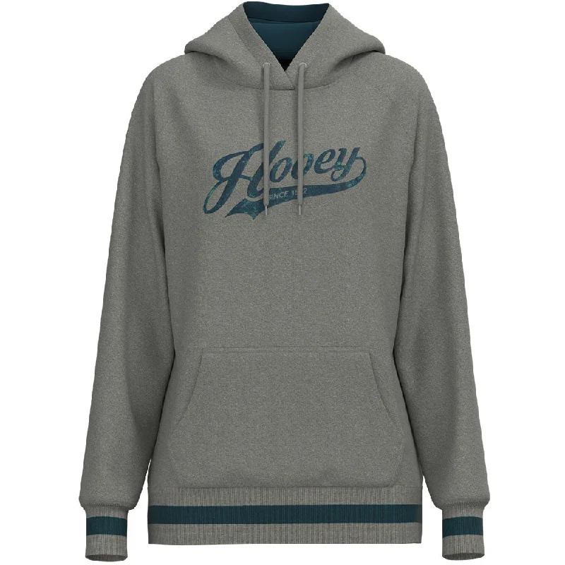 "Polar Fleece" Grey w/ Teal Hoody Hoodie with Pocket Utility Practical