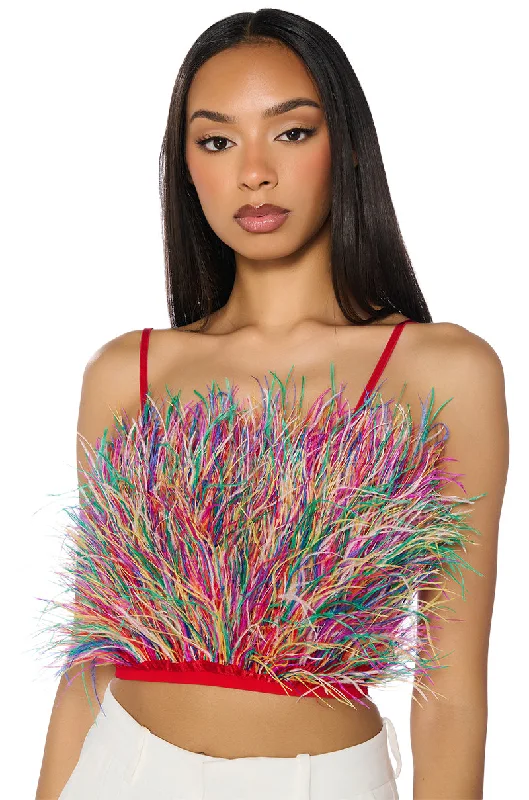 NADIA STATEMENT FEATHER TANK TOP Comfortable Lace Bralette