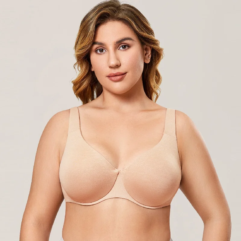 Oatmeal Heather Non-padded Full Coverage Underwire Bra for Women Breathable Full Coverage