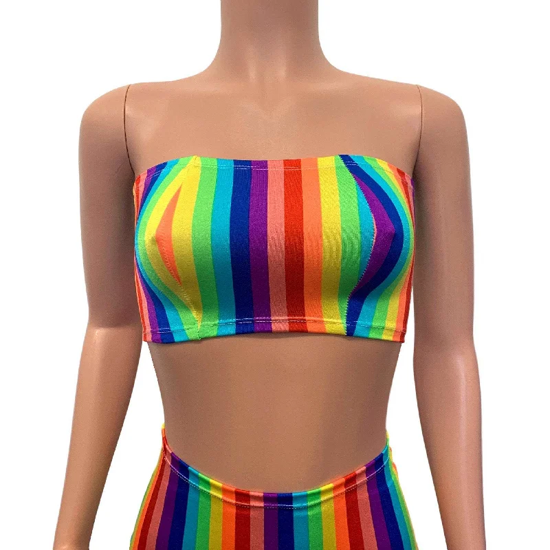 Rainbow Stripe Tube Top Bandeau Ultra-Light Bra