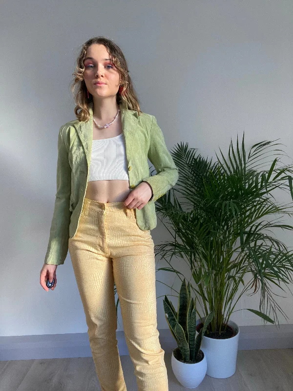 Vintage Green Suede Jacket (XXS)