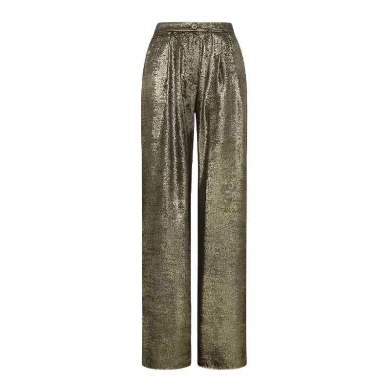 Momoni Women's  Patrice Pants in Fluid Laminated Fabric Trendy Faux Leather Pants