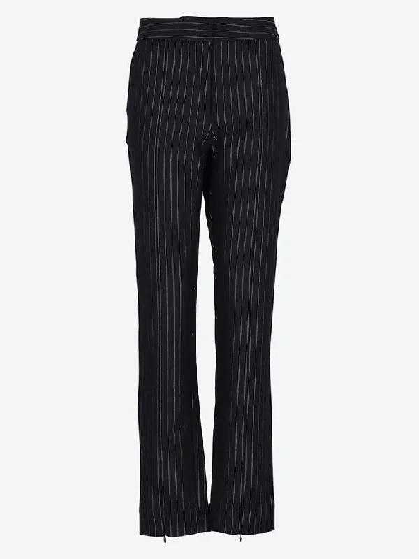 Compact Stripe jersey mid waist pants Casual Cropped Pants