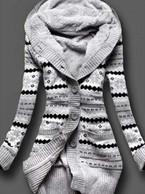 Casual Cotton Single Breasted Hooded Knitted Cardigan Stylish Winter Knit